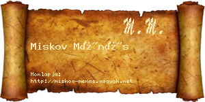 Miskov Ménás névjegykártya
